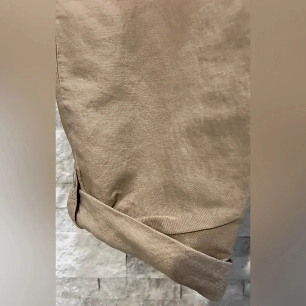 Talbots Linen blend size 10 signature khaki capri pants with drawstring waist